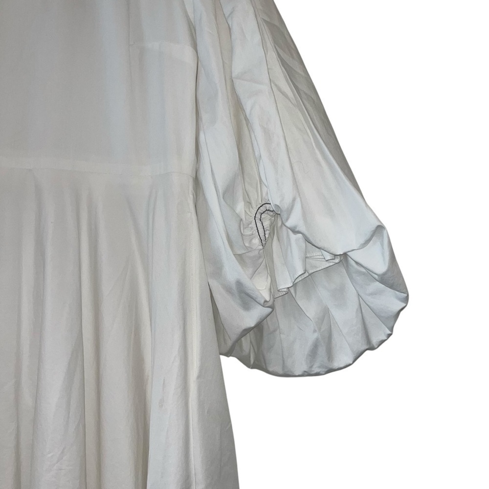 Roksanda White Midi Dress Cotton Poplin Puff Sleeve Bridal 10 Summer Casual  🟡 - Picture 6 of 16
